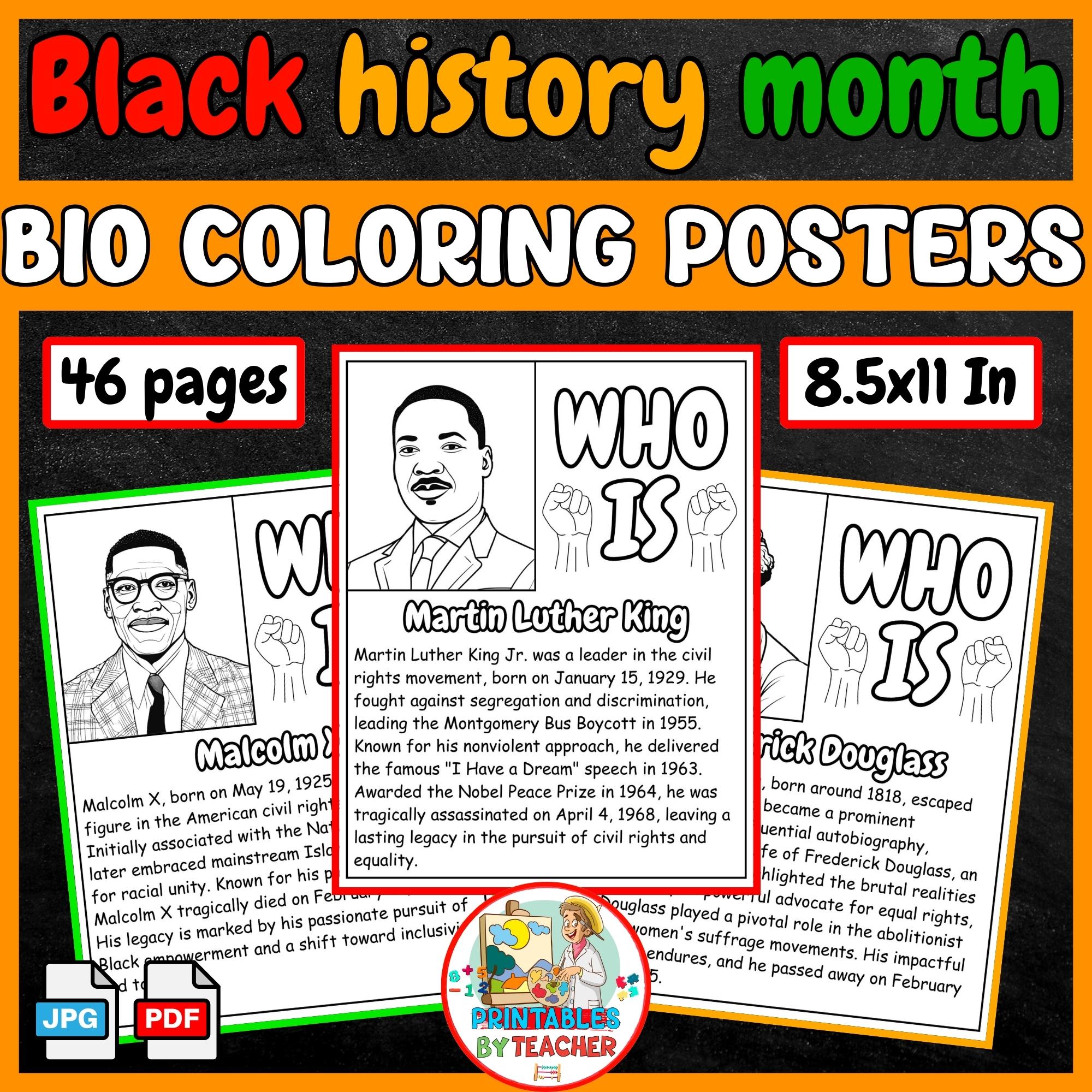 Black history month coloring pages posters black heroes biography activities made by teachers