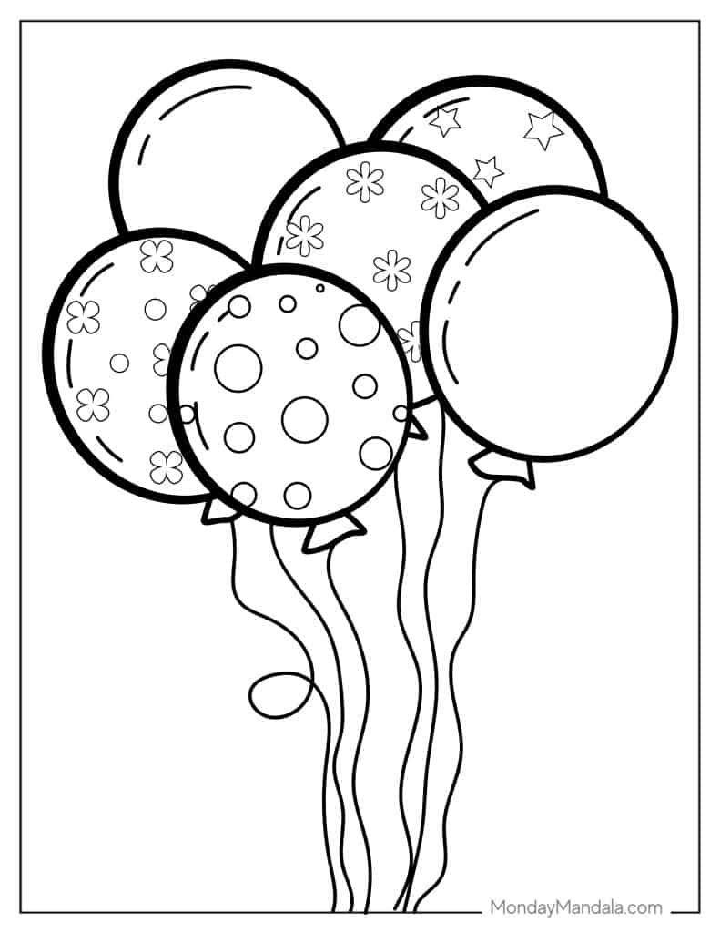 Balloon coloring pages free pdf printables