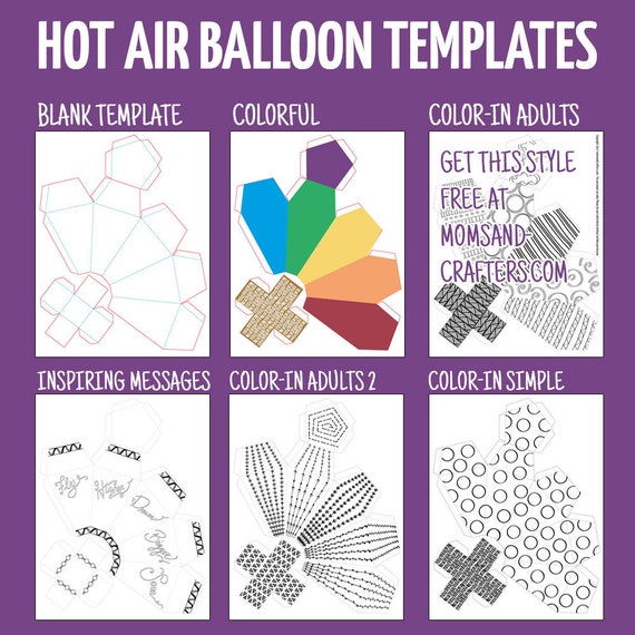 Paper hot air balloons coloring pages color