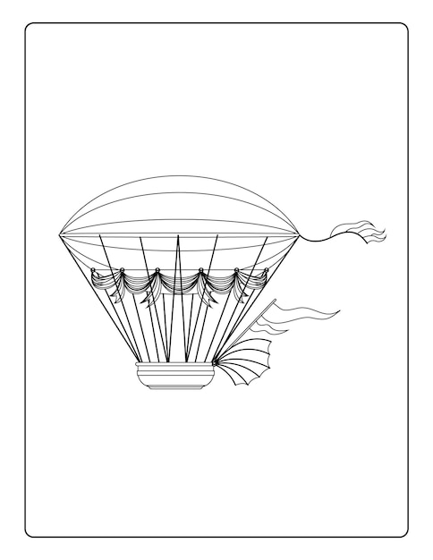 Premium vector air ballon coloring pages for kids with cute airballons black and white activity worksheet