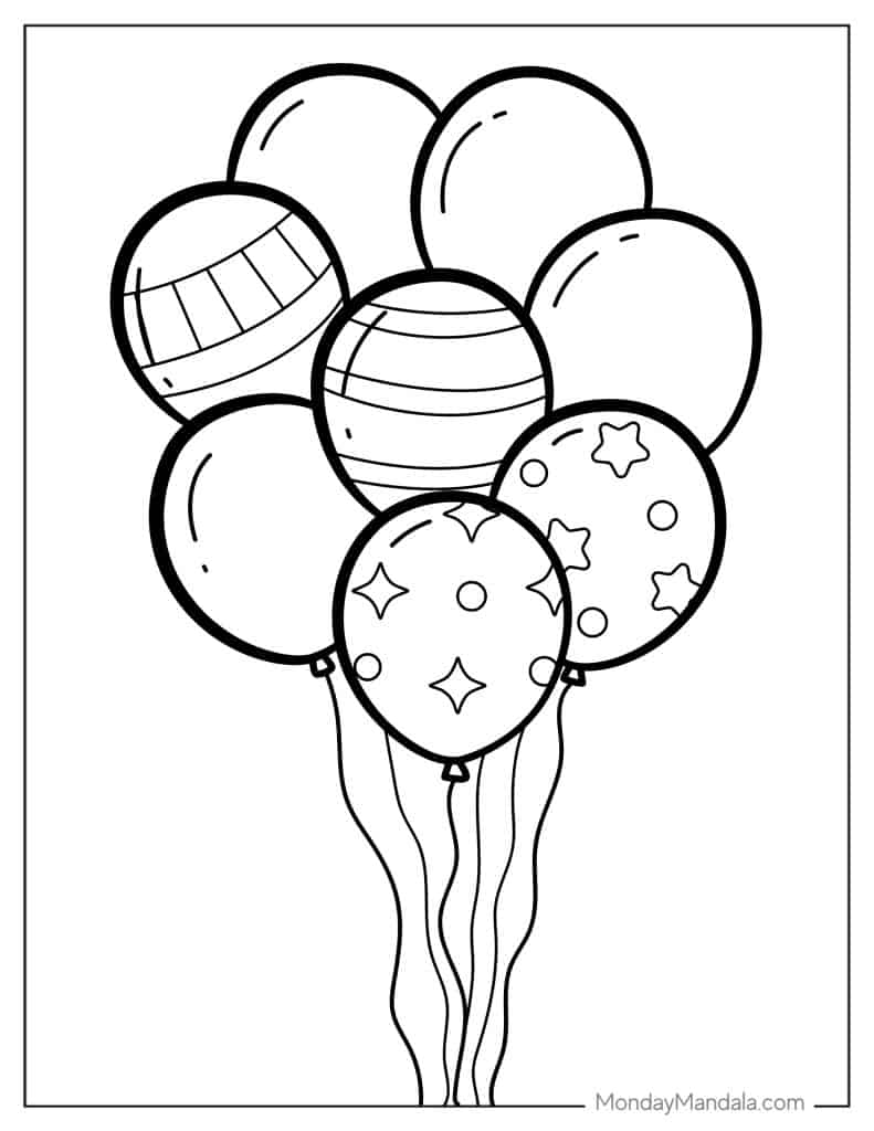 Balloon coloring pages free pdf printables