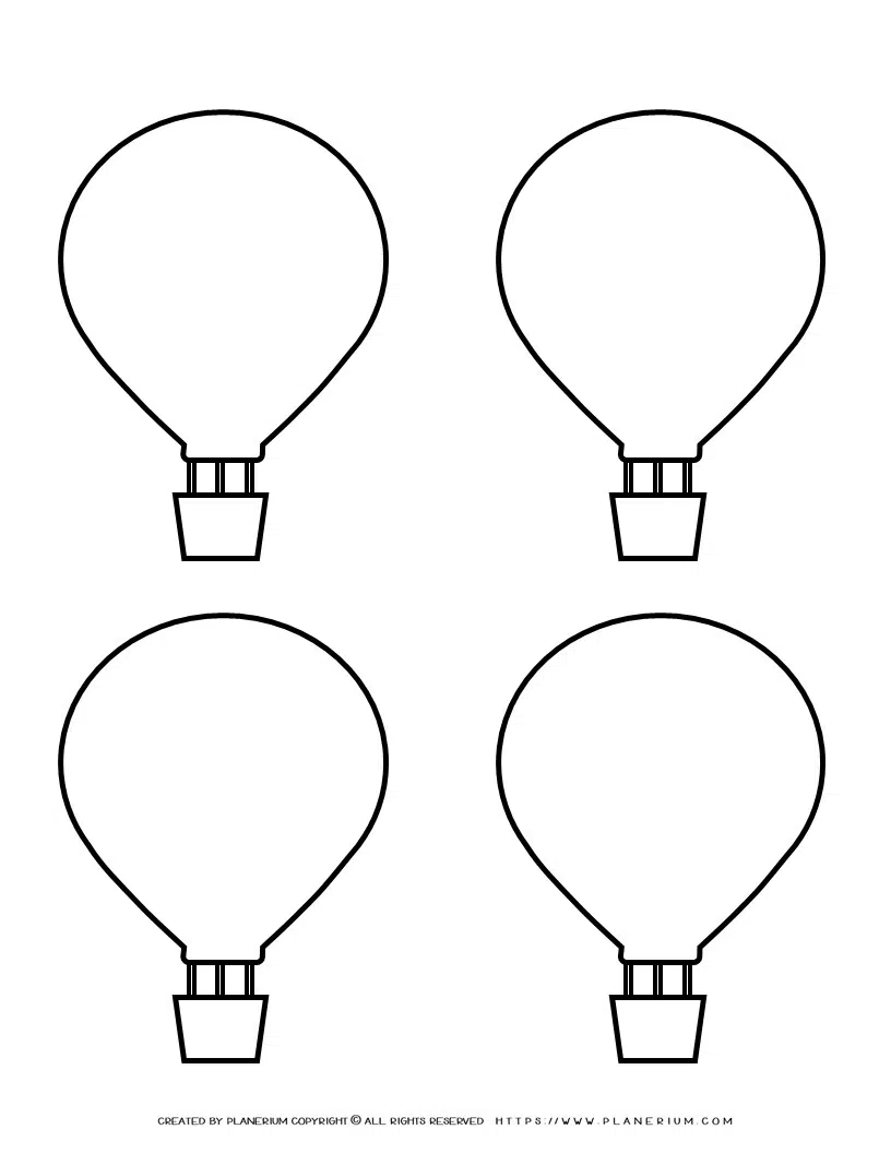 Hot air balloon templates printable outlines for coloring and crafts