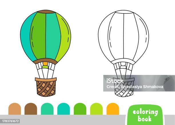 Air balloon coloring page worksheet game for kids coloring book vector cartoon illustration stock illustration