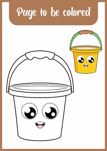Premium vector coloring book for kid cute bucket