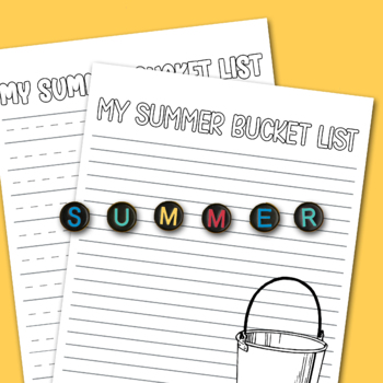 Summer bucket list writing prompt activity printable coloring page