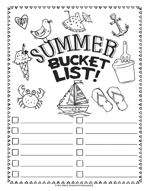 Free printable summer bucket list template mrs merry
