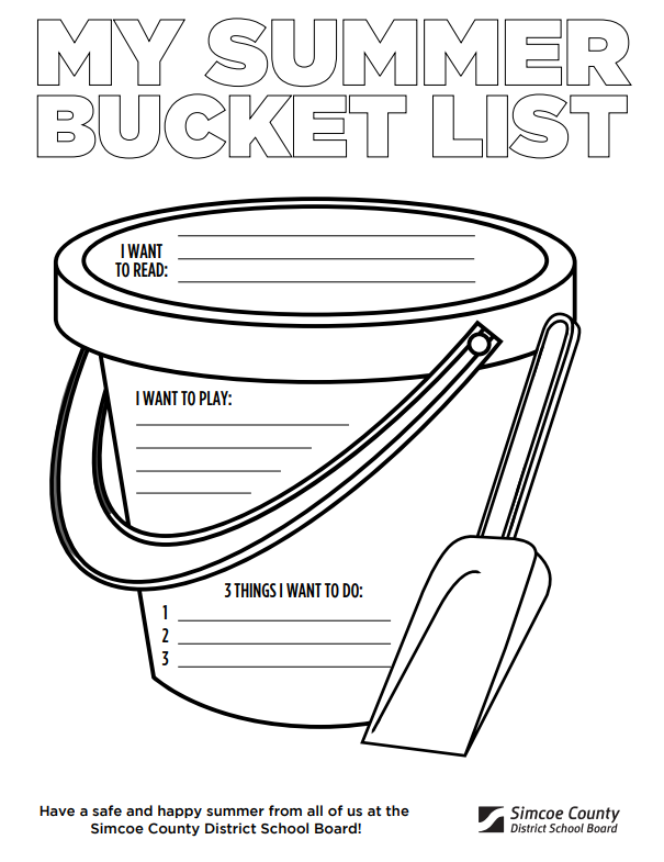 Simcoe county district school board on x whats on your summer bucket list ðððïð let the kids help decide how theyd like to spend their summer time with this printable colouring sheet