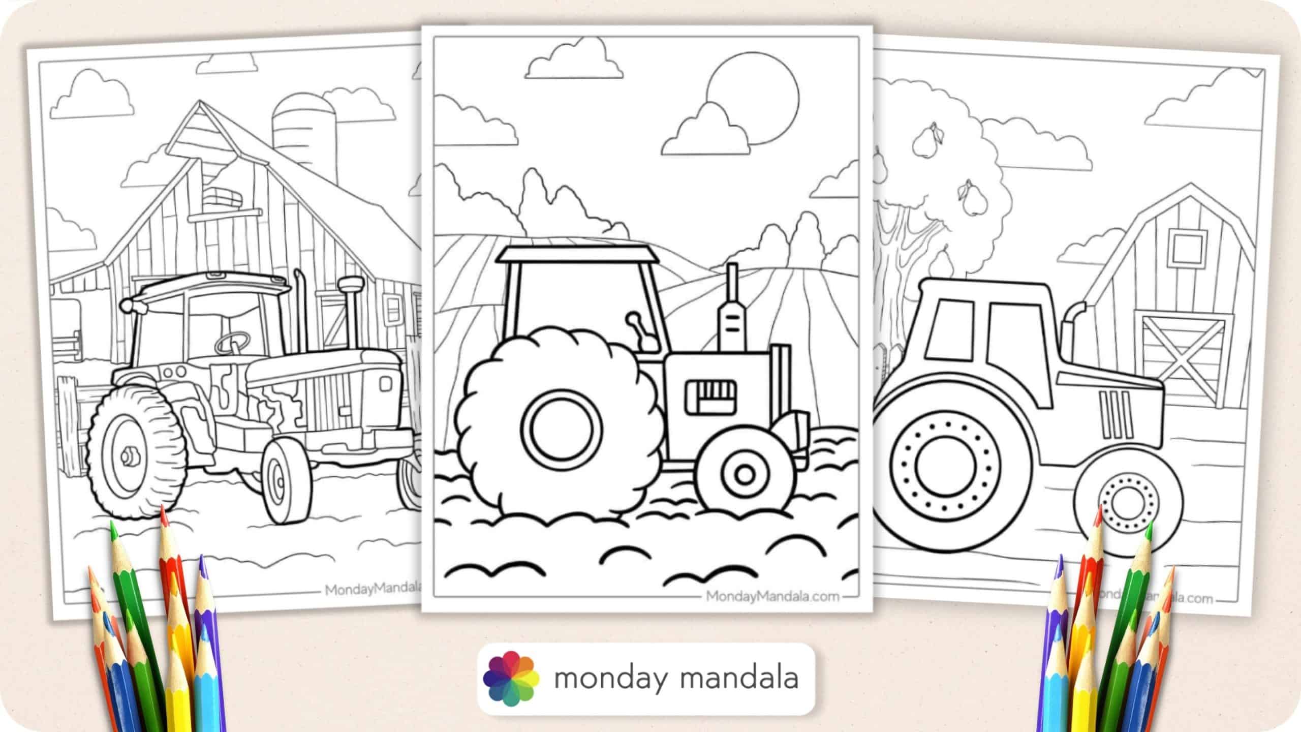 Tractor coloring pages free pdf printables
