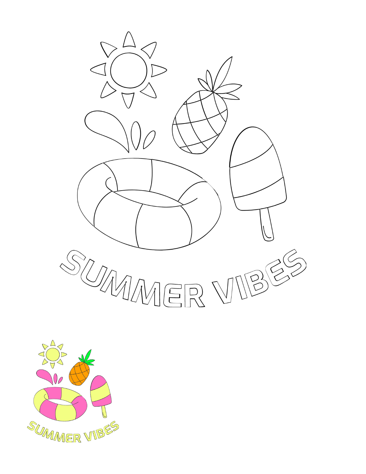Free summer coloring page s examples