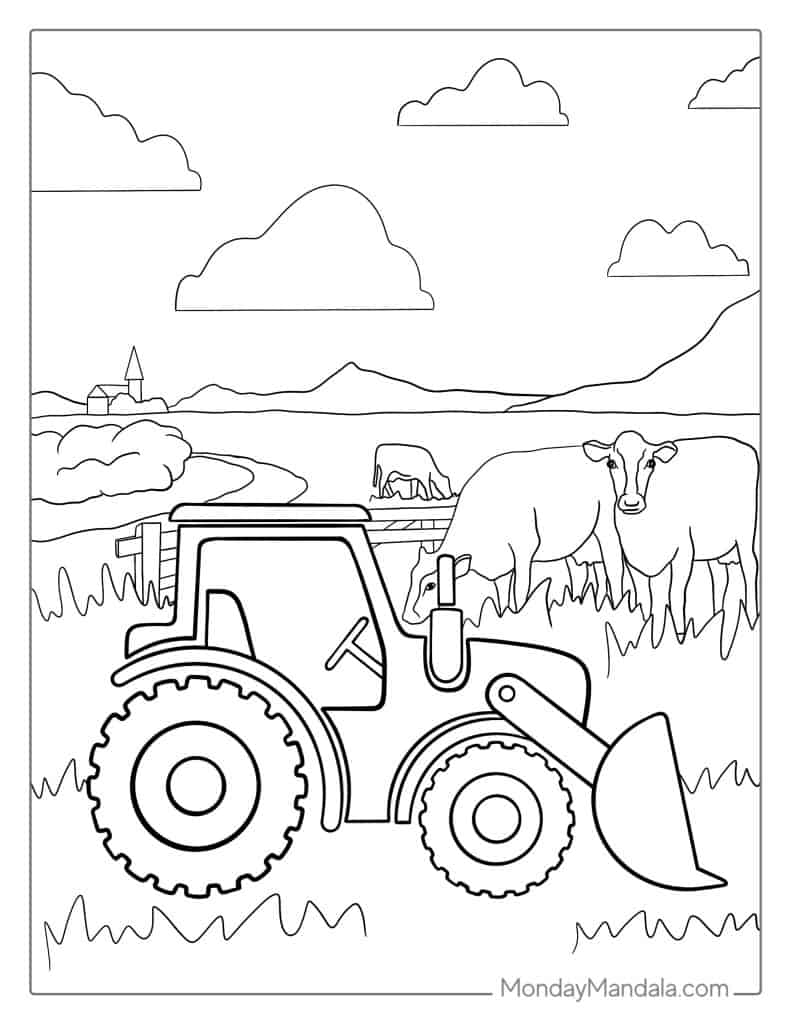 Tractor coloring pages free pdf printables