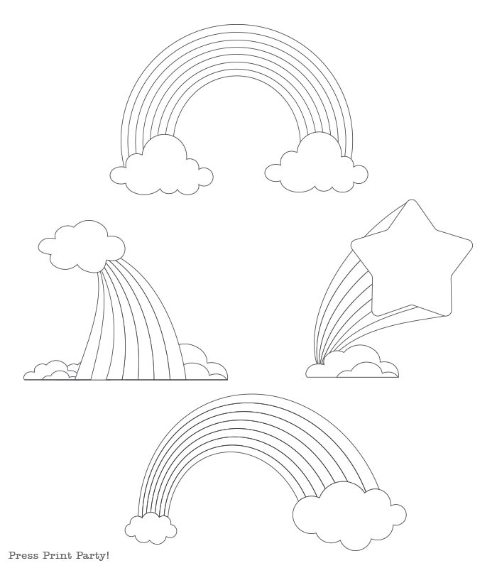Free rainbow coloring page templates