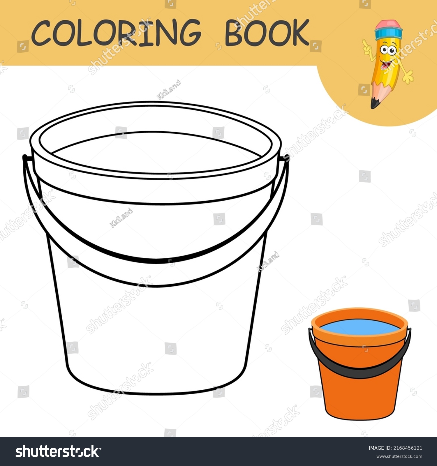 Coloring page bucket water template colorless stock vector royalty free