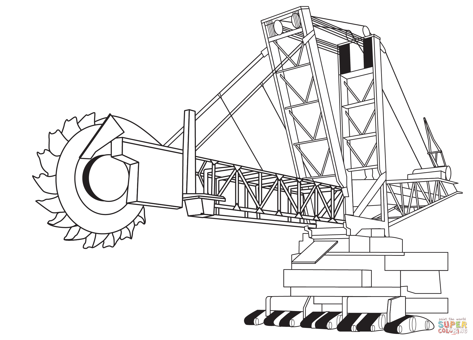 Bucket wheel excavator coloring page free printable coloring pages