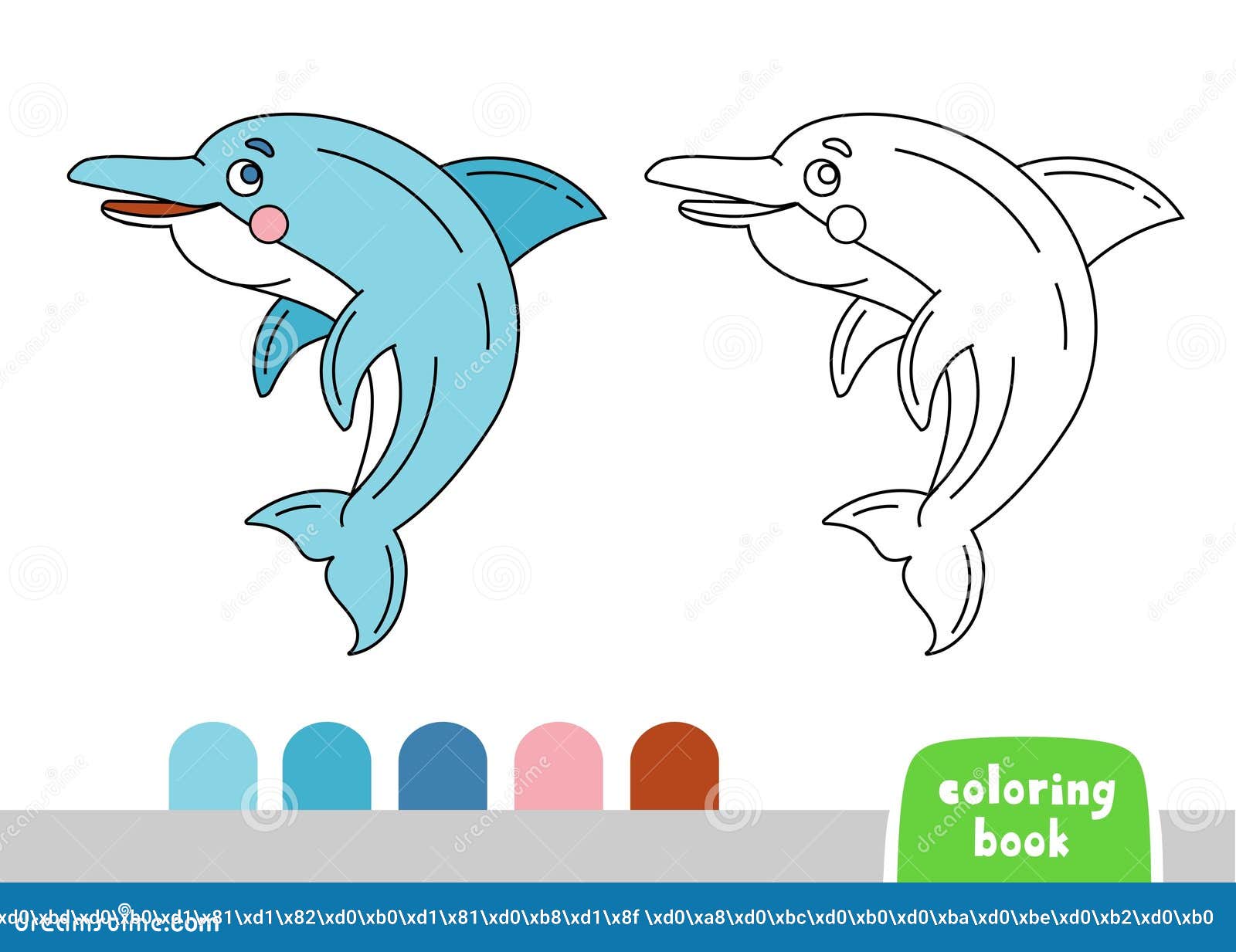 Coloring book for kids dolphin page for books magazines vector illustration template stock vector