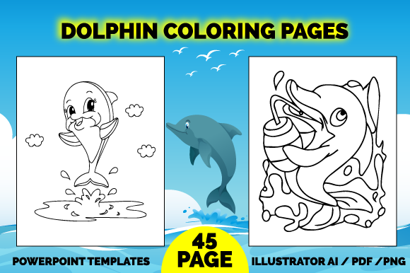 Class level dolphin coloring pages for kids