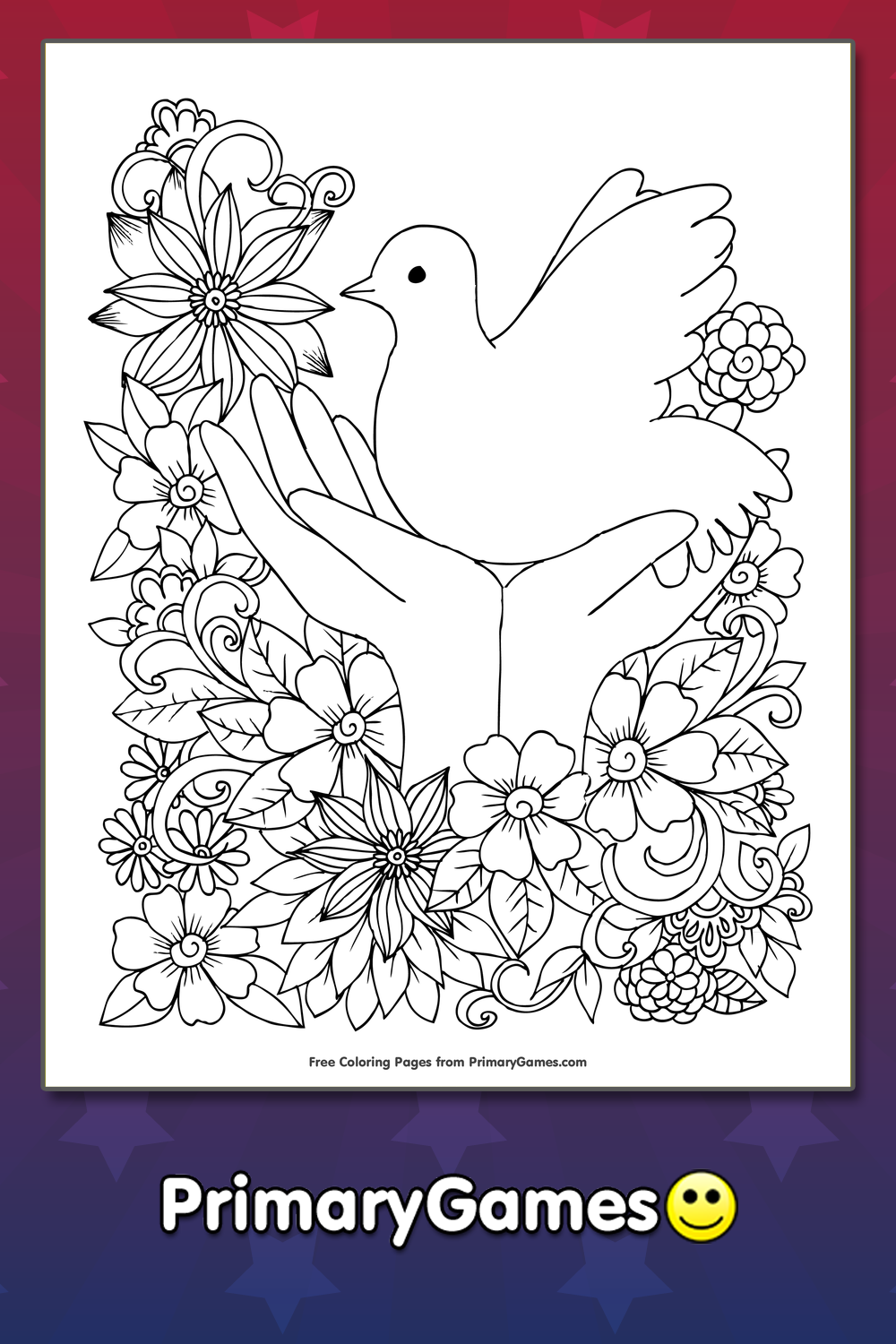 Hands holding a dove coloring page â free printable pdf from