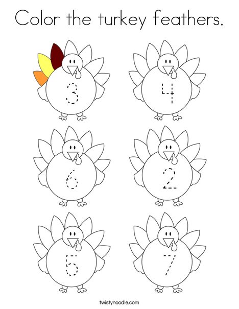 Color the turkey feathers coloring page