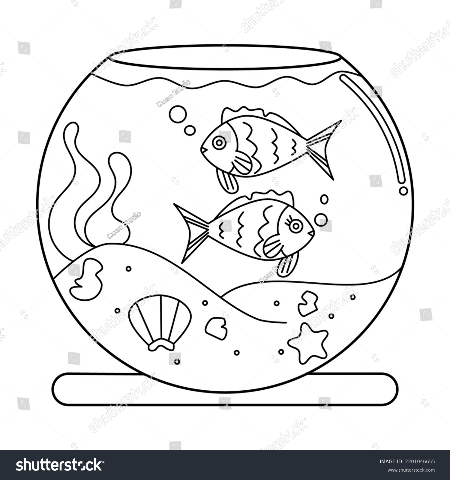 Coloring page two pet fish fish stock vector royalty free