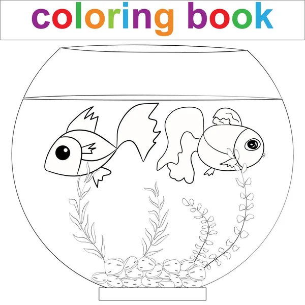 Coloring page template several cartoon fish algae children coloring sea stock vector by tatik