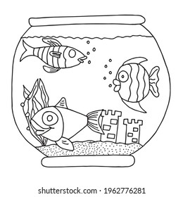 Coloring page two pet fish fish stock vector royalty free