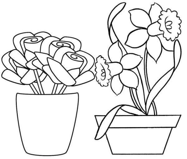 Flower pot coloring pages pdf to print