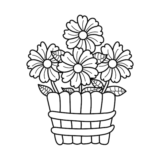 Premium vector flower pot coloring page for kids vector illustration eps and image