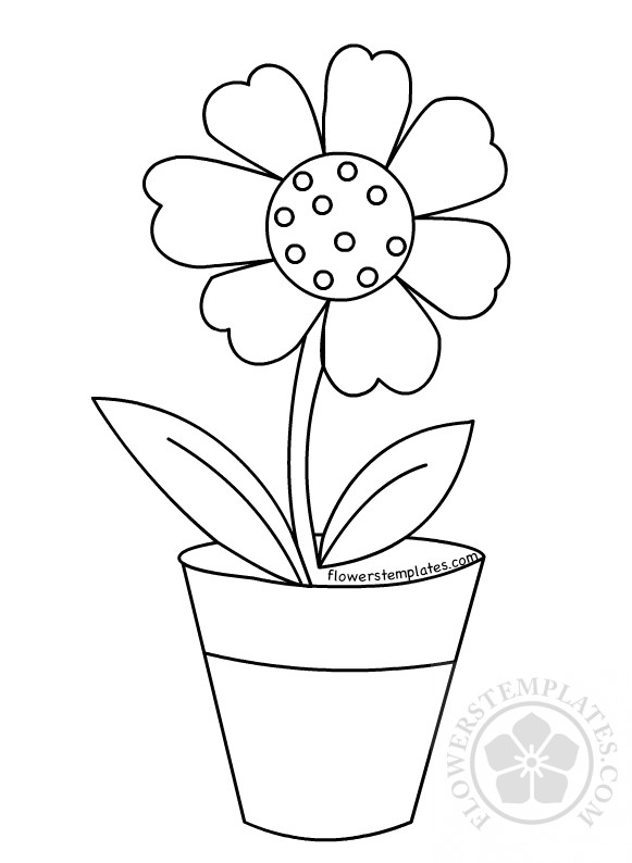 Single flower in vase coloring page