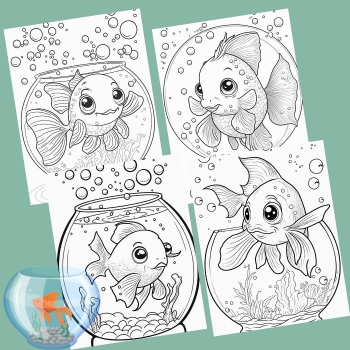 Cute fish in jar coloring book made by teachers