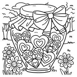 Jar coloring page vector images over