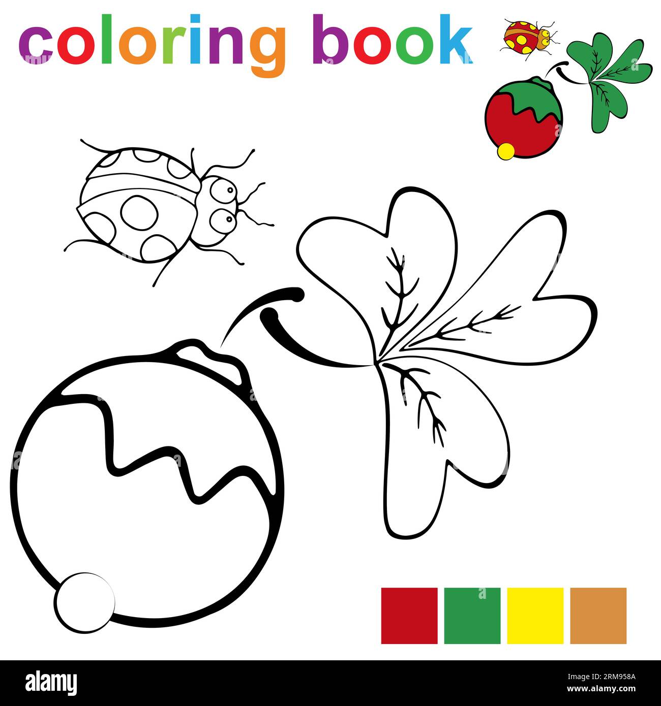 Ladybug coloring page isolated for kids stock vector image art