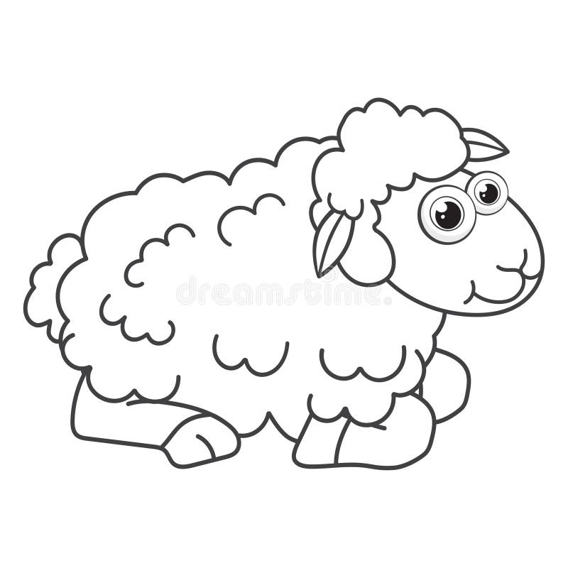 Colorless cartoon a young sheep coloring pages template page for coloring book of funny easter lamb for kids stock vector