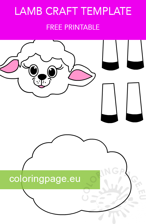 Little lamb craft template printable coloring page