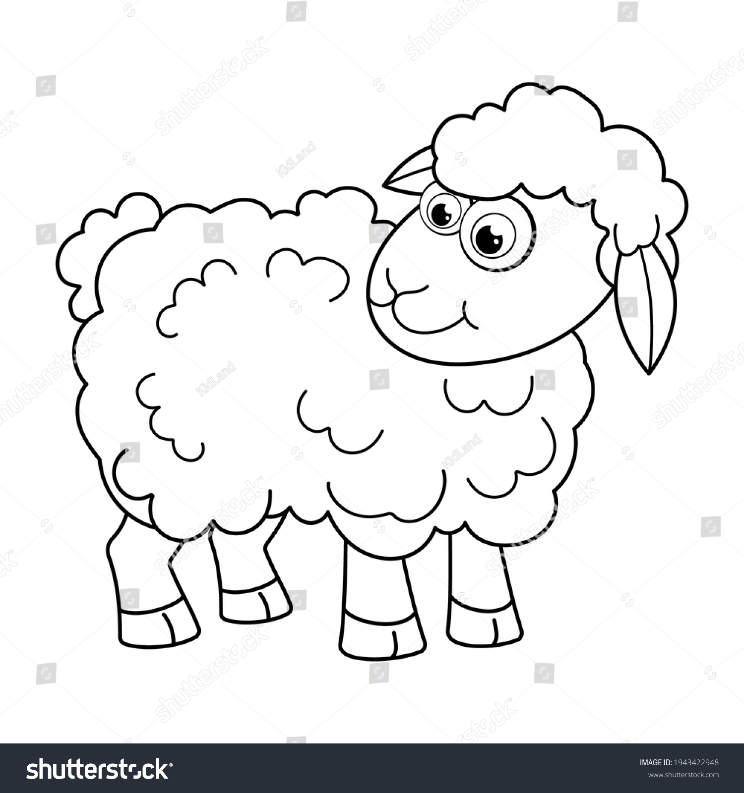 Colorless cartoon sheep coloring pages template stock vector royalty free