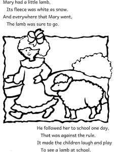 Mary had a little lamb coloring pages