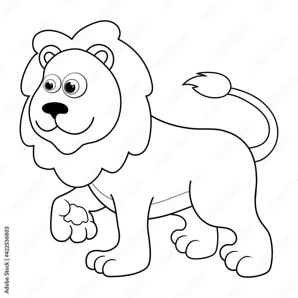 Colorless cartoon lion coloring pages template page for coloring book of funny wild cat or lionet for kids practice worksheet or anti