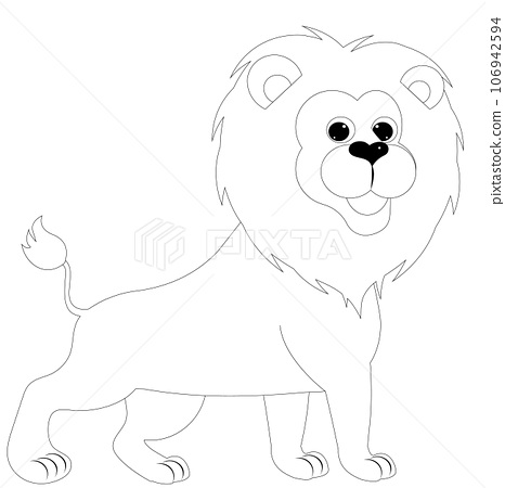 Beautiful and cheerful lion coloring book page