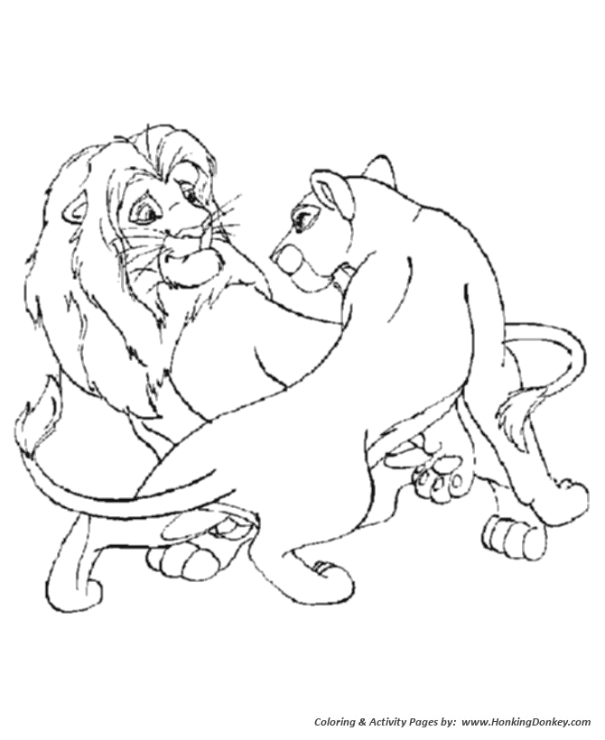 Wild animal coloring pages male and female lions coloring page and kids activity sheet