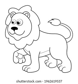 Colorless cartoon lion coloring pages template stok vektãr telifsiz