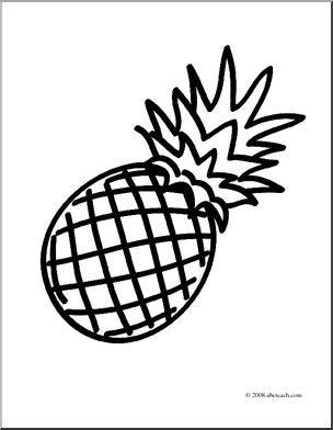Clip art fruit pineapple coloring page i