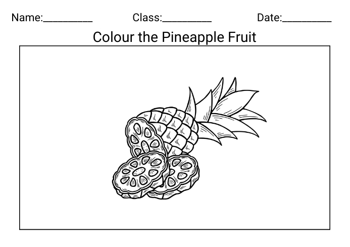 Colour the fruits pineapple free template