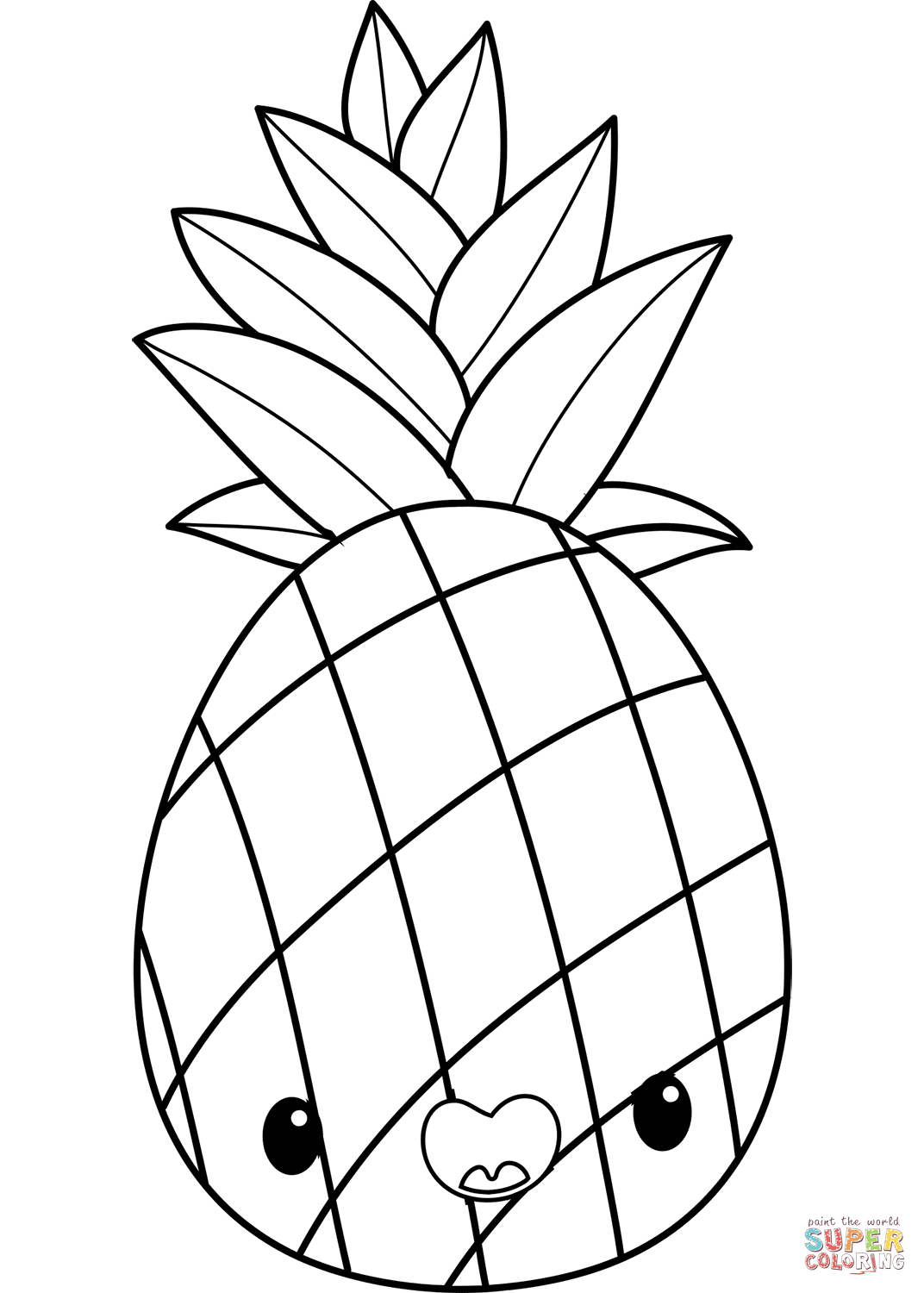 Kawaii pineapple coloring page free printable coloring pages