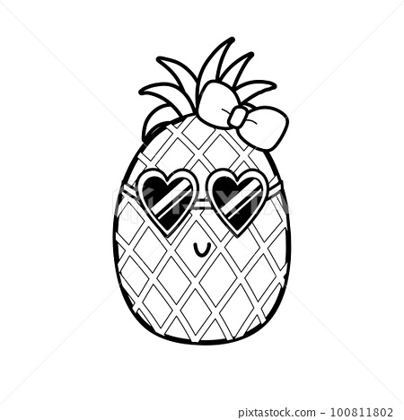 Cute black and white pineapple with sunglasses