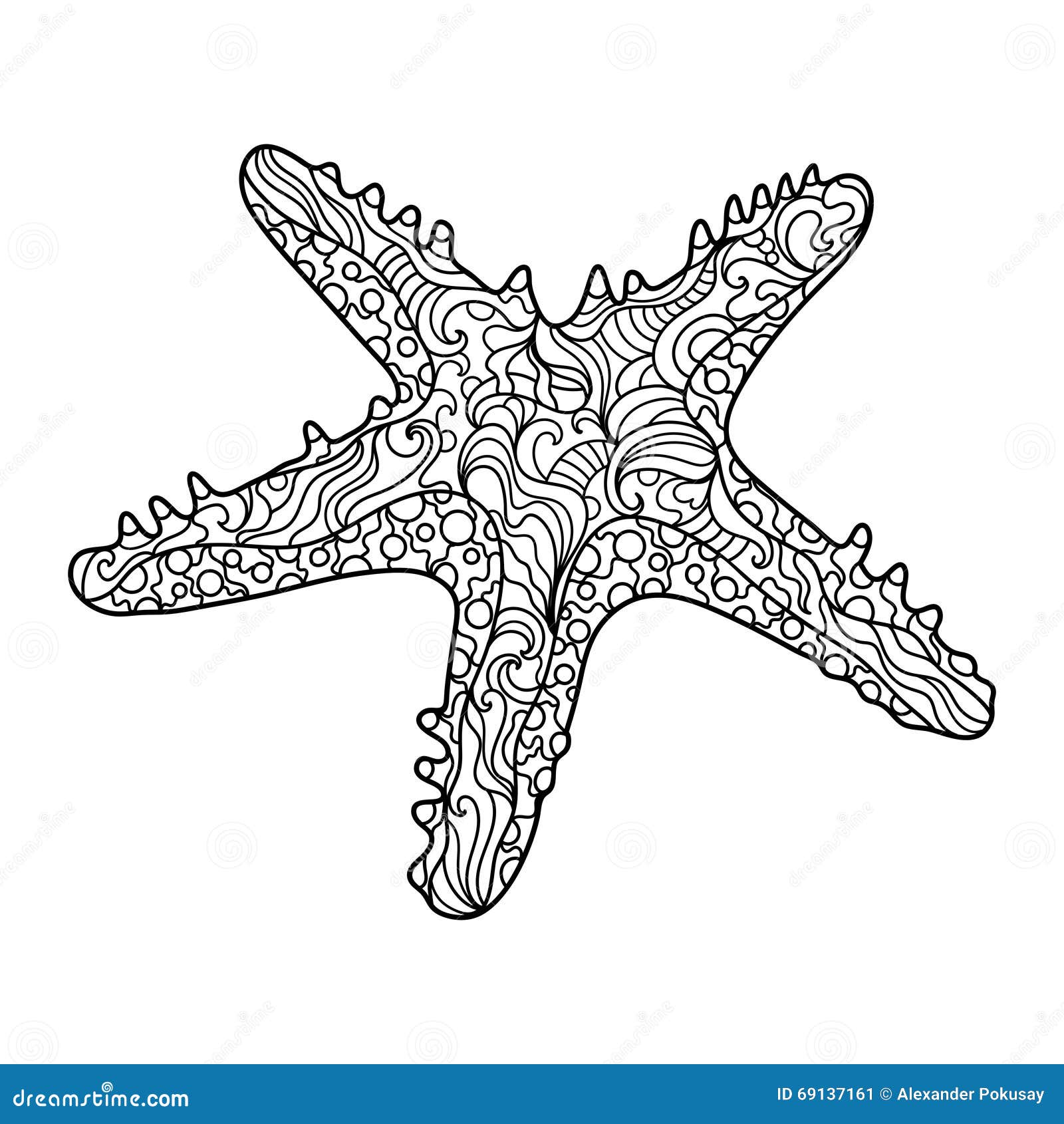 Starfish coloring book for adults vector stock vector