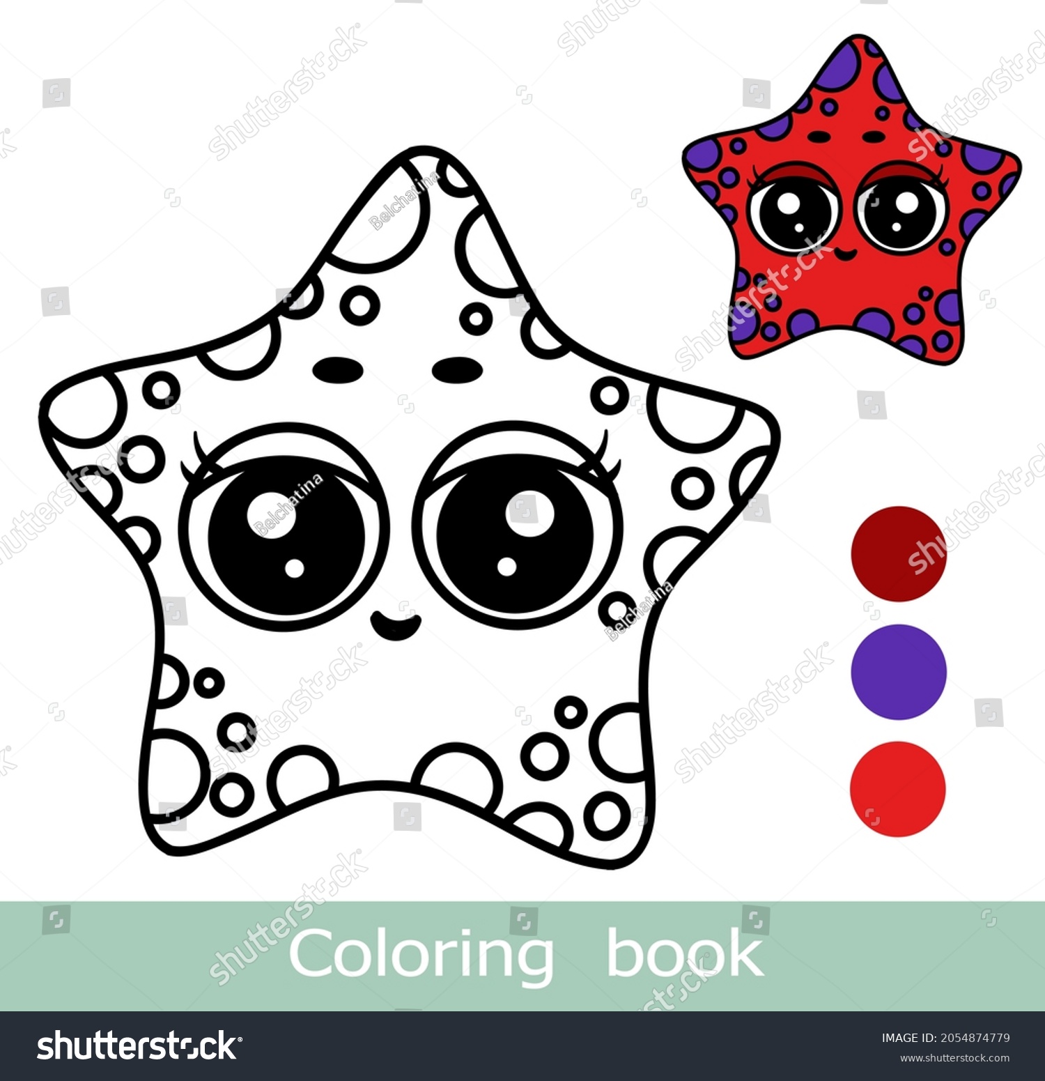 Cartoon starfish coloring book page colorful stock vector royalty free