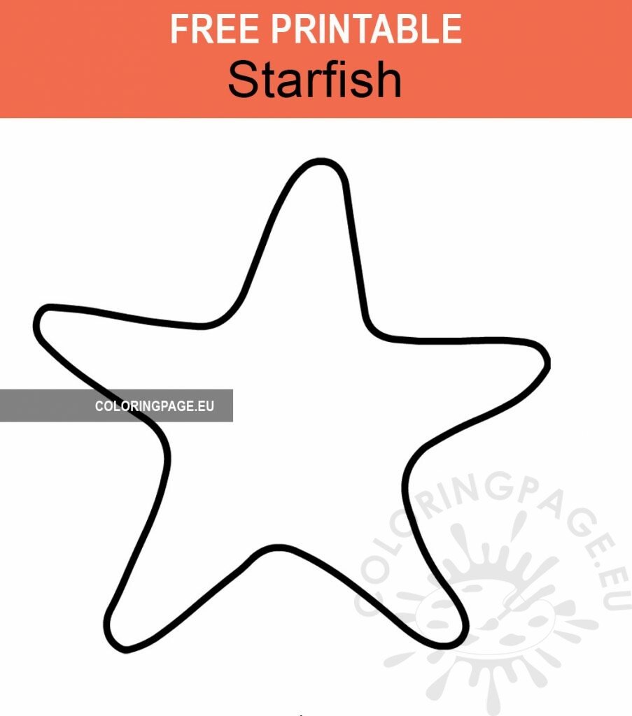 Free starfish template coloring page