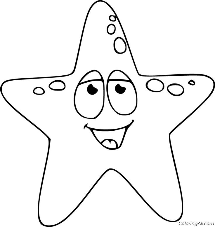 Free printable starfish coloring pages in vector format easy to print from any device and automaticallyâ star coloring pages cartoon starfish coloring pages