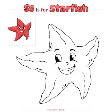 Premium vector coloring page starfish cartoon