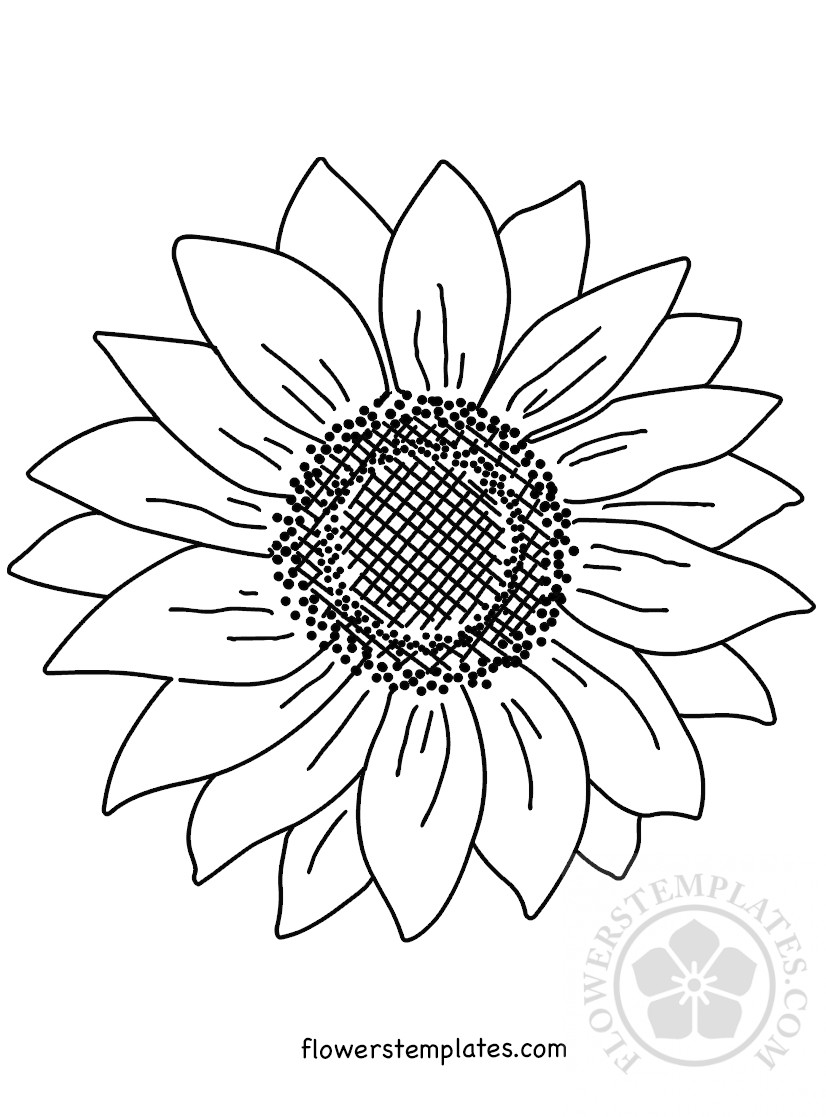 Large sunflower coloring page