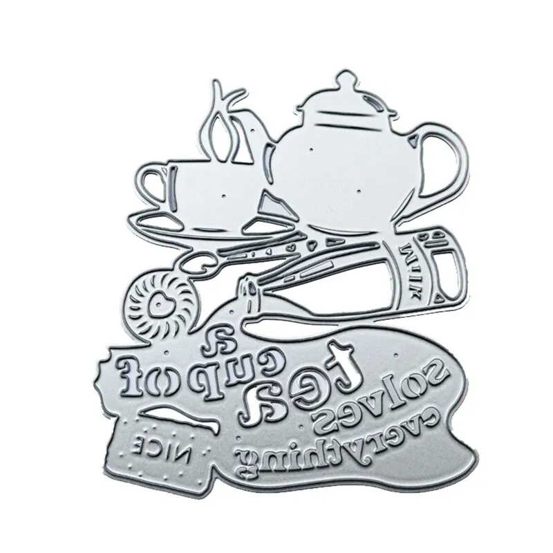 Teapot teacup milk bottle metal cutting dies stencil diy embossing card template