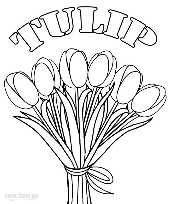 Printable tulip coloring pages for kids